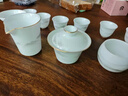 祥業(yè)冰種羊脂玉茶具套裝家用輕奢高檔蓋碗功夫茶杯泡茶專用禮盒裝送禮 素燒遠山井欄壺六杯9件套+皮盒 曬單實拍圖