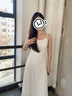 皓娥 法式溫柔風(fēng)白色刺繡蕾絲吊帶連衣裙子女2025夏氣質(zhì)遮肚顯瘦長裙 【杏色】單長裙 M 曬單實(shí)拍圖