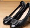 老人頭（LAORENTOU）女單鞋時(shí)尚職業(yè)粗跟淺口扣飾中跟通勤職業(yè)工作女鞋子 LB160 黑 37 曬單實(shí)拍圖