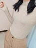 皮爾卡丹（pierre cardin）純羊毛衫半高領修身無縫一線女套頭堆堆領毛衣秋冬針織打底衫 原絨米 S 曬單實拍圖