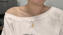 FUSSEM足金可愛小貓黃金吊墜掛墜純金項鏈硬金貓咪女金飾生日禮物送女友 片片貓吊墜【贈金色項鏈】約1g 曬單實拍圖