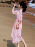 德瑪納【花漾佳人】夏季浪漫淑女順紆縐印花收腰抽褶小個(gè)子女式連衣裙 曬單實(shí)拍圖