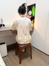 小匠材凳子實(shí)木家用餐凳可疊放軟包高腳凳客廳化妝凳胡桃色-棕色 曬單實(shí)拍圖