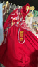 優(yōu)奇嬰兒衣服女寶寶夏季薄款包屁衣新中式滿月服百天寶寶紅色喜慶禮服 曬單實(shí)拍圖