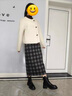 恒源祥雙面羊絨短款大衣女圓領(lǐng)羊毛寬松小香風(fēng)高端牛角扣毛呢外套女 奶白色 常規 S 90-105斤 曬單實(shí)拍圖
