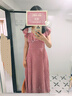 范思藍(lán)恩紅白格子約會(huì)連衣裙女2024夏季新款遮肉飛飛袖裙子12344 紅白格 S 曬單實(shí)拍圖