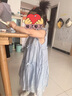 ASK JUNIOR兒童連衣裙2025夏女童飛飛袖荷葉邊天絲肌理感公主裙 藍(lán)色 120 曬單實(shí)拍圖