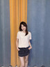 真維斯（Jeanswest）刺繡牛仔短褲女夏季2025年新款卷邊ins高腰顯瘦a字小個(gè)子外穿熱褲 淺藍(lán)色 L 【106-120斤選】 曬單實(shí)拍圖