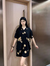 莎倩2025年新款情侶睡衣夏季莫代爾棉短袖女生套裝涼感薄款男士家居服 L852017-L952017 黑色 短袖短褲 M 女（身高150-160，體重80-105） 曬單實(shí)拍圖