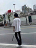 畫枕眠（HUAZHENMIAN）2025新款美式黑色牛仔褲男款夏季高街褲子顯瘦修身彎刀微喇褲長褲 黑色 XL 曬單實拍圖