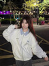 衣品元飛行服外套假兩件女款2025秋季新款寬松美式條紋拼接夾克棒球服 白色 L （115-135）斤 曬單實(shí)拍圖