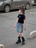 G.DUCKKIDS2025新款夏季時(shí)尚女童牛仔裙百搭高腰A字裙休閑短裙兒童裙子 圖片色 120 cm 曬單實(shí)拍圖