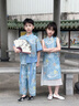 DOMIAMIAKIDS2025新款短袖演出服兒童漢服夏季男童中國風(fēng)古風(fēng)唐裝女童旗袍 新中式藍色套裝女 130 【建議身高121-130cm】 曬單實(shí)拍圖