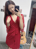 戈班巴GOBANBA2025新款歐美蕾絲夏薄性感睡衣帶胸墊三件套吊帶睡裙 棗紅 XL 曬單實(shí)拍圖