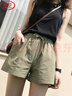 浪莎棉麻短褲女夏季a字外穿大碼運動(dòng)三分褲百搭高腰寬松休閑闊腿熱褲 曬單實(shí)拍圖
