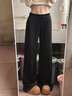 趣米樂(lè )黑色運動(dòng)休閑褲子女夏季2025新款高腰垂感寬松顯瘦直筒闊腿衛褲女 黑色 M 【建議105-120斤】 曬單實(shí)拍圖