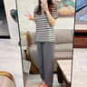 莫代爾睡衣女夏短袖長(cháng)褲純棉薄款條紋卡通學(xué)生兩件套裝家居服 LX-467#藍 L 曬單實(shí)拍圖