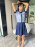 蘇洛琳（SULUOLIN）2025年春季夏天新款女士兩件一整套裝連衣裙小個子穿搭配氣質(zhì)衣服 藍色套裝 M 95-105斤 曬單實拍圖