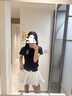MARDI官方正品辣妹半高圓領(lǐng)短袖女輕奢休閑顯瘦25夏季收腰修身上衣T恤 XF919 藏青 M 曬單實(shí)拍圖