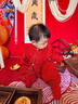 G.DUCKKIDS小黃鴨周歲禮服男寶寶抓周衣服漢服百日宴百天滿月嬰兒套裝春秋季 酒紅色+香囊 73 3-7月建議寶寶6-8公斤左右CM 曬單實(shí)拍圖
