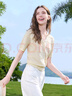 百圖betu女裝2025夏季新款毛針織衫拼接蕾絲歐若風(fēng)甜美針織衫2507T01 黃色 L 曬單實拍圖