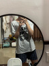 JIOESC純棉睡衣女夏季短袖兩件套卡通可愛學(xué)生可外穿休閑簡約大碼家居服 灰色字母兔 L 【100-120斤】 曬單實(shí)拍圖