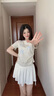 哈魯?shù)咸鹈廊障刀绦鋞恤女夏季新款字母印花蝴蝶結(jié)溫柔甜妹風收腰短袖 淺灰色 M （90-100斤） 曬單實拍圖