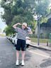 愛 西娜女童運(yùn)動(dòng)短褲夏季2025新款兒童五分褲薄款夏裝純棉中大童寬松褲子 【短褲】黑色 140 cm 曬單實(shí)拍圖
