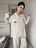 貝妍情侶睡衣女春秋季新款長(cháng)袖柔軟莫代爾棉家居服男大碼翻領(lǐng)開(kāi)衫套裝 C20810女裝 L 曬單實(shí)拍圖
