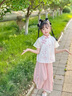 旗鉑漢服女童夏季新款兒童旗袍國(guó)風(fēng)連衣裙 月綺羅藍(lán)色不含胸前配飾140 曬單實(shí)拍圖