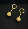 中國黃金（CHINA GOLD）黃金耳釘女足金圓鼓珠磨砂彎鉤耳釘七夕情人節(jié)禮物送女友老婆 足金耳釘金重約1.2g 曬單實(shí)拍圖
