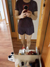 百思絨健身衣服女套裝夏季瑜伽服晨跑步服短袖 黛紫上衣+紫短褲 XL 曬單實(shí)拍圖