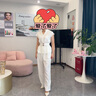 葉紫楓（YEZIFENG）時(shí)尚套裝女2025夏季新款顯瘦上衣+闊腿褲白色休閑套裝女兩件套 米白色套裝 M 曬單實(shí)拍圖