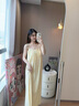 黛夢(mèng)思   DAMOS·LOVE性感吊帶睡裙女夏季涼感爽棉薄款帶胸墊女式家居服簡(jiǎn)約清新睡衣女 杏色-25387 M -女/身高155-161,體重80-105 曬單實(shí)拍圖