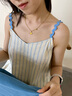 朵朵·可可25夏季純棉條紋寬松大碼吊帶長(zhǎng)裙可外穿頭巾兩件套 藍(lán)白條 S (155) 曬單實(shí)拍圖