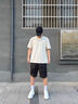 GXG男裝 黑色拼接設(shè)計(jì)圓領(lǐng)短袖T恤男士上衣 24年夏 黑色 170/M 曬單實(shí)拍圖