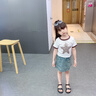 小乖童年（Xiaoguaitongnian）女童牛仔半身裙夏裝套裝2023新款兒童夏季女孩裙子短褲裙子時(shí)髦潮 單件牛仔裙褲 130(建議125cm左右) 曬單實(shí)拍圖