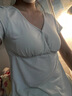Mom Jane哺乳上衣短袖t恤孕婦裝春秋薄款莫代爾睡衣喂奶月子服帶胸墊大碼 霧霾藍-附贈罩杯 L 曬單實(shí)拍圖