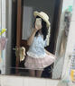 馨瑞緣（XINRUIYUAN）洛麗塔夏日多巴胺可愛(ài)甜美少女藍色娃娃領(lǐng)上衣+粉色高腰套裝 單件藍色娃娃領(lǐng)上衣 均碼 S80100 曬單實(shí)拍圖