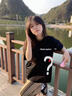 燦圖黑色潮流設計感純棉短袖t恤女夏季寬松五分半袖正肩打底衫上衣服 黑色 L 【建議100-120斤】 曬單實(shí)拍圖