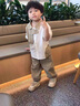 迪士尼（Disney）男童夏裝襯衫套裝2024新款洋氣男孩寶寶夏款兒童夏季時髦短袖衣服 卡其色 110cm(110cm) 曬單實拍圖