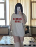 何佳功短袖t恤女歐美高街灰色純棉設計感2025新款純棉上衣寬松打底衫 灰白色 L 【建議100-120斤】 曬單實拍圖