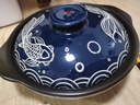 康舒（KANGSHU）砂鍋家用大容量年年有魚(yú)淺鍋陶瓷燉鍋湯鍋干燒不裂煲仔飯專(zhuān)用沙鍋 3300ML(4-6人)年年有魚(yú)藍蓋淺鍋 曬單實(shí)拍圖