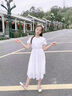 迪士尼（Disney）童裝女童裙子夏季2025新款長裙兒童連衣裙娃娃領純色顯瘦A字裙女 白色 120 建議5~6歲（110-120cm） 曬單實拍圖