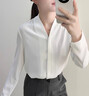 職場(chǎng)優(yōu)雅知性長(cháng)袖襯衫女內搭單穿職業(yè)白色襯衣工裝通勤工作服上衣 白色V領(lǐng)長(cháng)袖襯衫 L （建議105-115斤） 曬單實(shí)拍圖