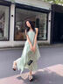 蕓蕁裙子女夏季2025新款韓系甜美度假吊帶夏季溫柔感多巴胺不規(guī)則下擺 連衣裙[送頭巾] M 曬單實(shí)拍圖
