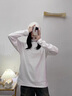 OEMG 美式刺繡長(zhǎng)袖T恤男士秋季新款潮牌百搭內(nèi)搭高街休閑打底衫上衣服 白色 XL [建議110-130斤] 曬單實(shí)拍圖