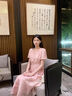 初蟬衣事「花箋」新中式國(guó)風(fēng)連衣裙2025夏暈染印花天絲亞麻氣質(zhì)改良漢服女 淡絳粉 M （現(xiàn)貨） 曬單實(shí)拍圖