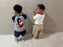 馬·拉?。∕.Latin）馬拉丁童裝兒童褲子25夏裝新款男小童可愛藝術(shù)家印花牛仔中褲 牛仔藍(lán) 100 曬單實拍圖