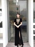 黑色金絲絨旗袍2025新款優(yōu)雅氣質高端刺繡走秀演出形體禮儀表演服 黑色 S 曬單實拍圖